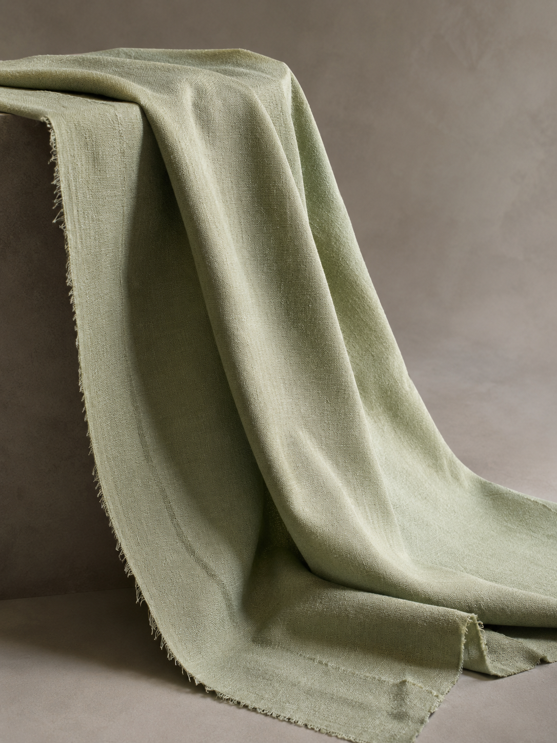 Sage green yarn-dyed jacquard fabric swatch